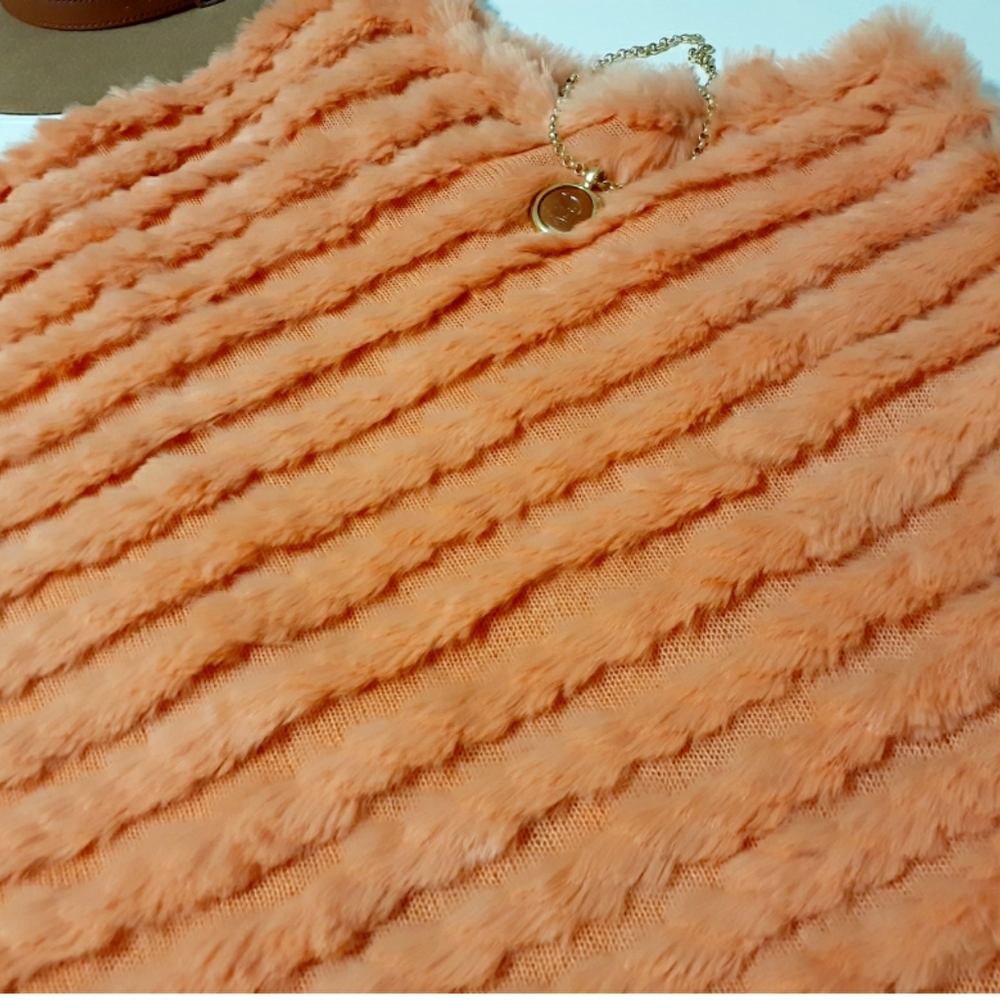 Black Rivet Orange Rabbit Fur Shawl - Picture 8 of 8